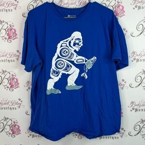 Native northwest tee tshirt fishing fish Blue Graphic Tee with White Design